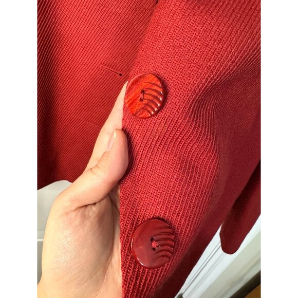 Vintage Conrad C Button Front Blazer Jacket Red Sz 12 Long Sleeve Career Office - Picture 3 of 7